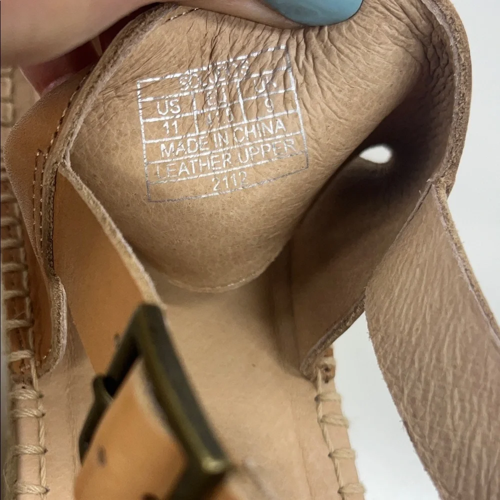 New Soludos Carmel Wedge Espadrilles in Camel Leather Size 11